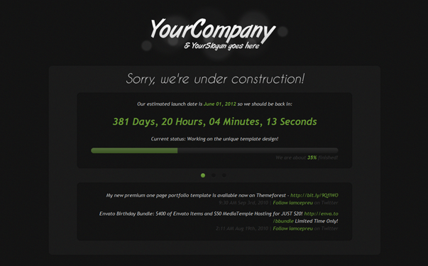 Under construction page your company theme