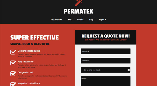 Permatex landing page theme