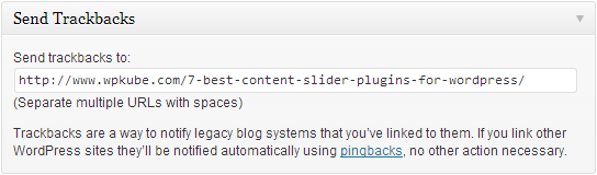 Pingback Send a Trackback