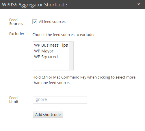 WP RSS Aggregator Shortcode