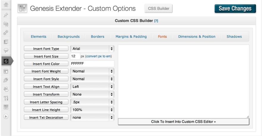 Genesis Custom CSS Builder In Genesis Extender Plugin
