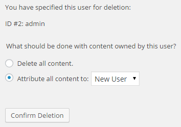 Delete WordPress user