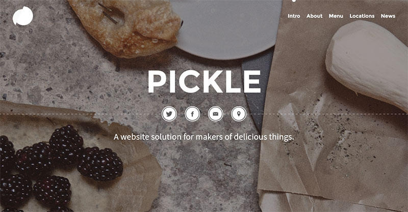 Pickle, a one-page WordPress template for restaurant websites: Main section