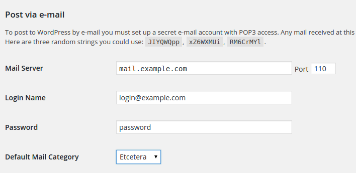 WordPress Settings for Email