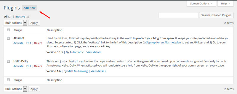 Install new WordPress plugin