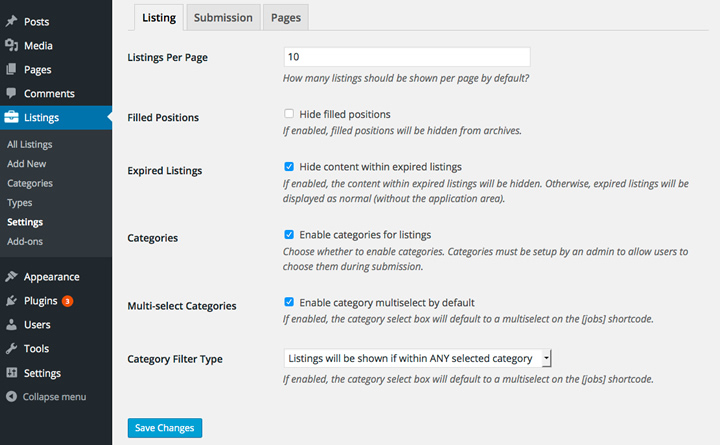 Listable-listings-settings