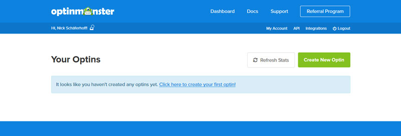 OptinMonster Dashboard
