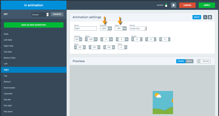 Smart Slider In Animation Settings