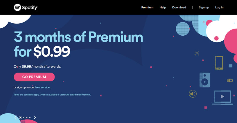 Spotify homepage