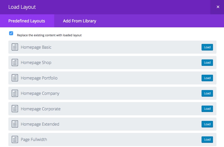 Divi builder Layouts
