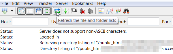 Refresh FileZilla Files
