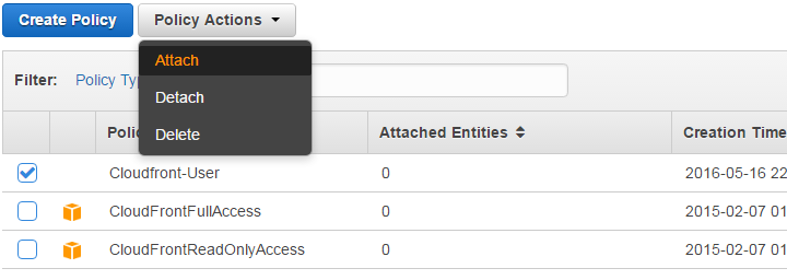 Attach Policy AWS IAM - How To Set Up CloudFront With W3 Total Cache or WP Super Cache