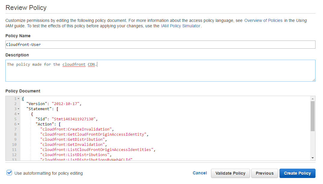 AWS IAM New Policy - How To Set Up CloudFront With W3 Total Cache or WP Super Cache