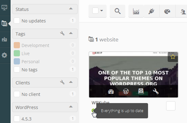 ManageWP Orion - Websites - Up to Date
