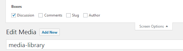 Edit Media - Screen Options - Discussion