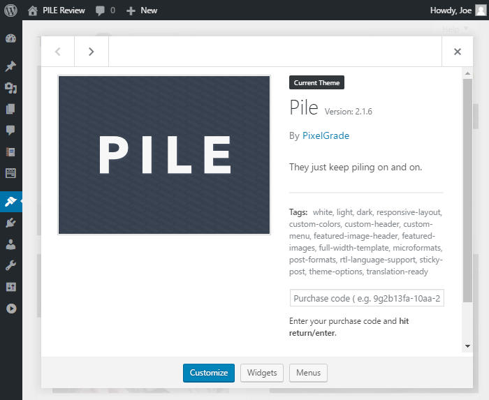 PILE Review Install Theme