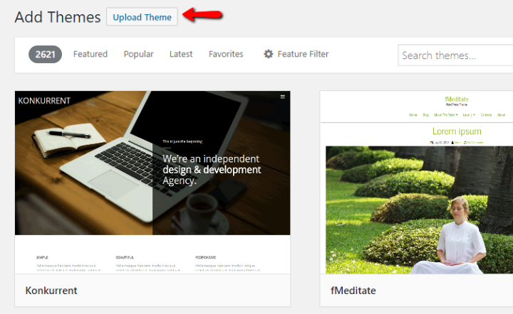 Upload wordpress