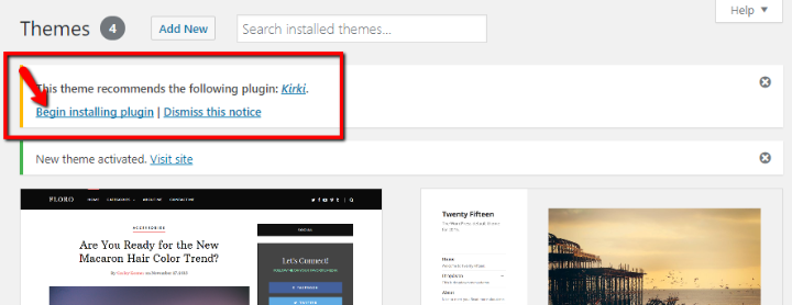 how to install required plugins for theme