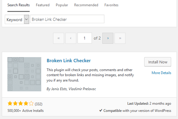 Broken Link Checker plugin usage documentation