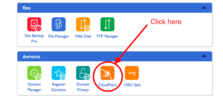 cloudflare link in cpanel