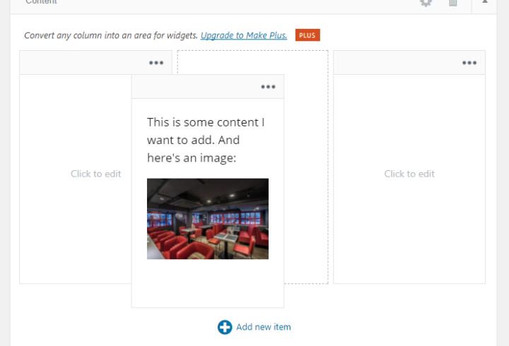 rearranging content with make builder