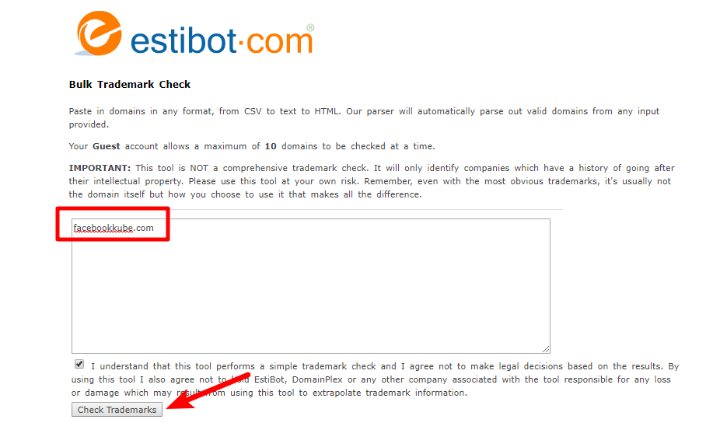 check trademark infringement for domain