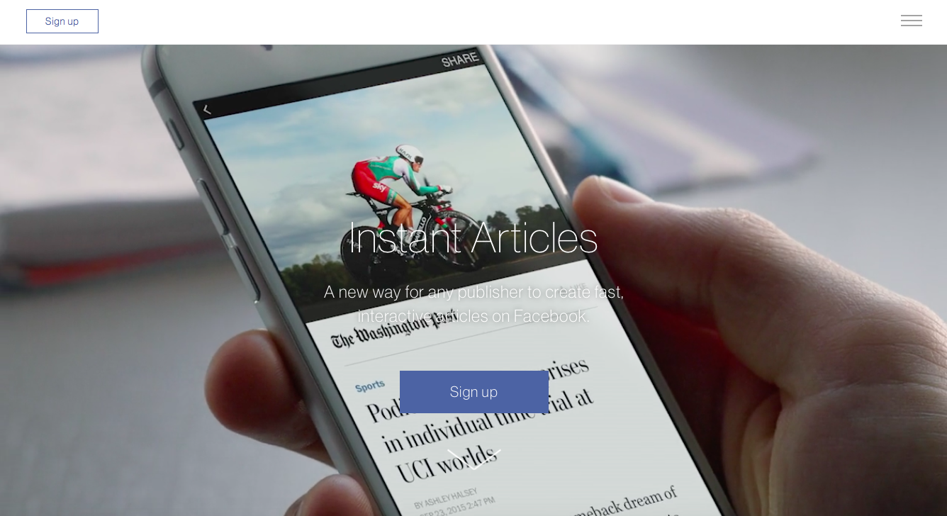 instant articles signup