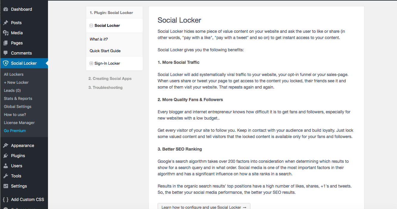 social locker plugin info