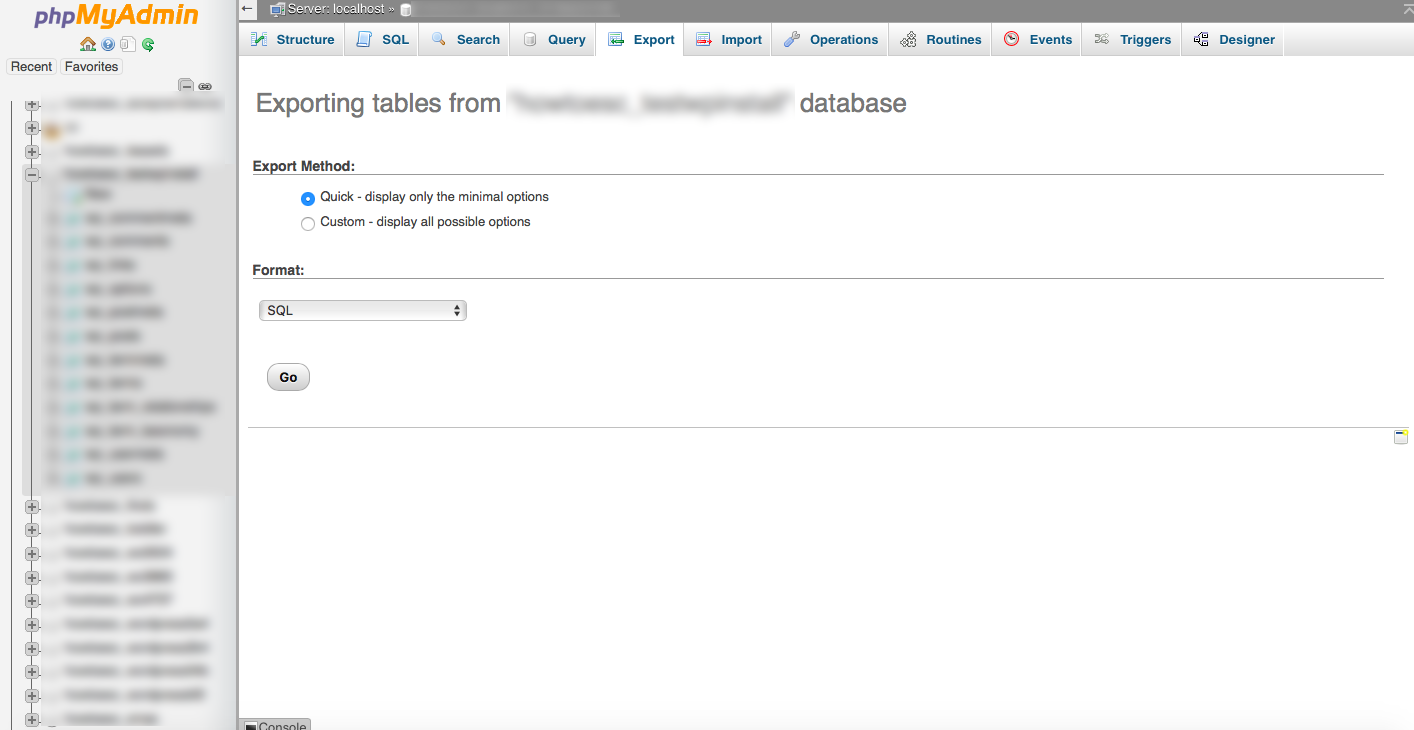 phpmyadmin database backup