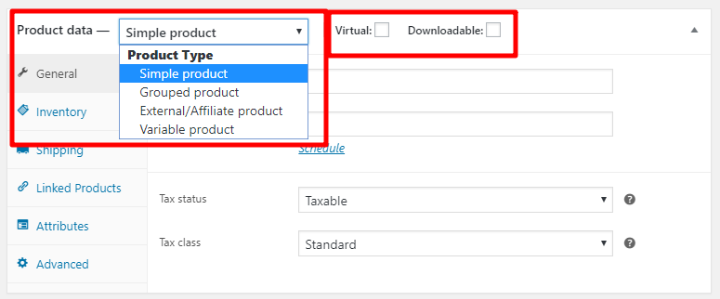 woocommerce product types