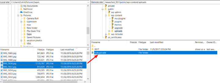 how to bulk upload files to wordpress via ftp