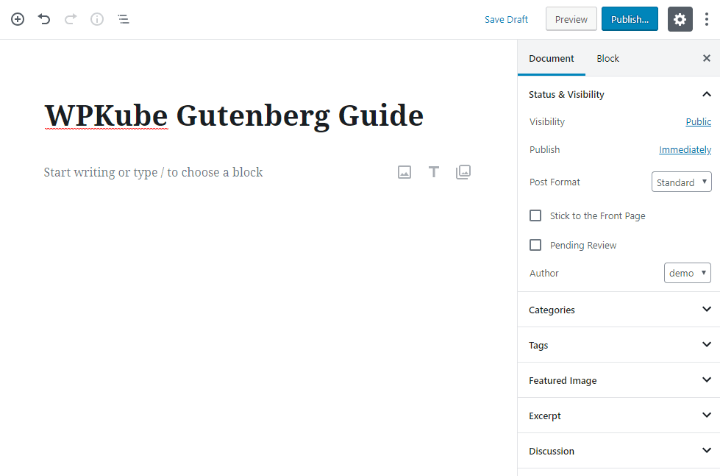 WordPress Gutenberg editor