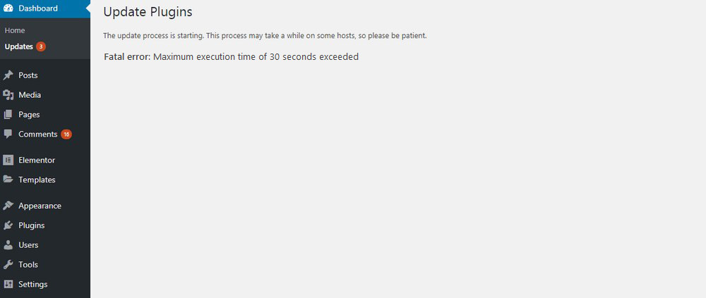 Fatal Error Maximum Execution Time Exceeded error wordpress