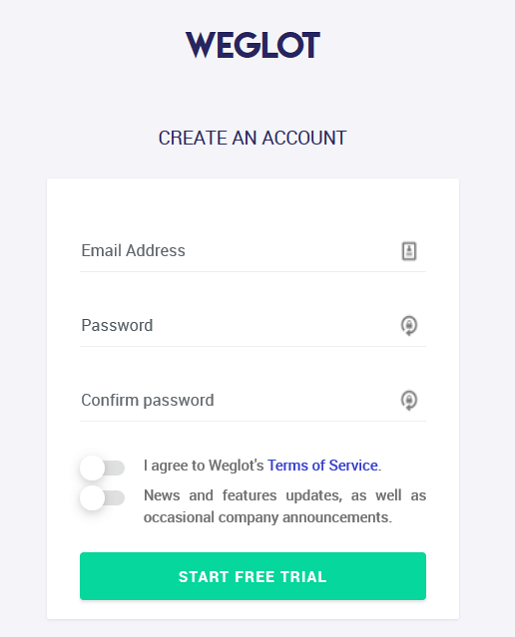 create a weglot account