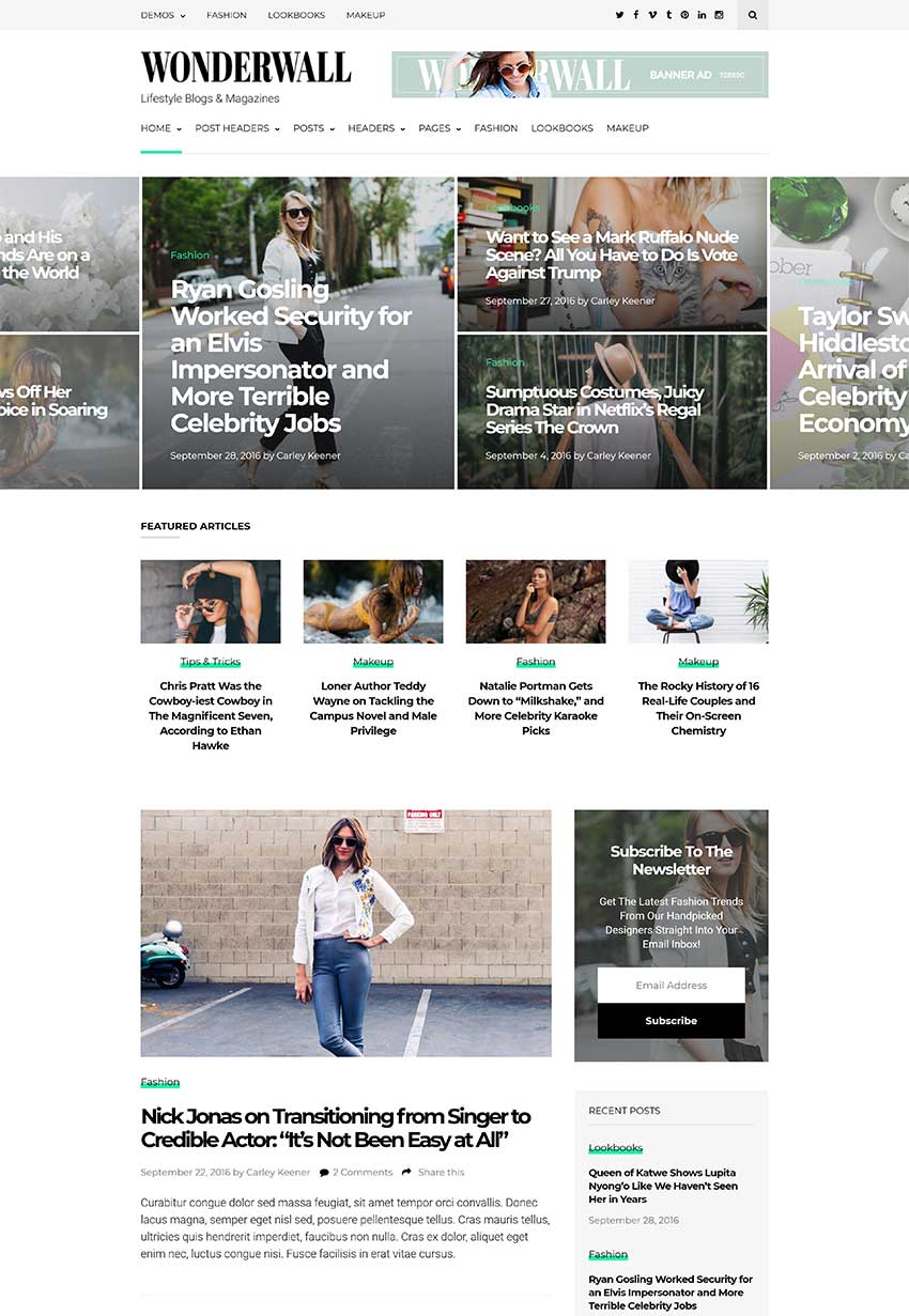 Wonderwall Magazine WordPress Theme