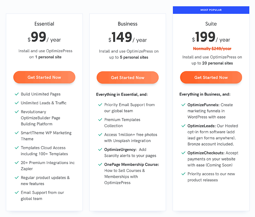 OptimizePress Pricing