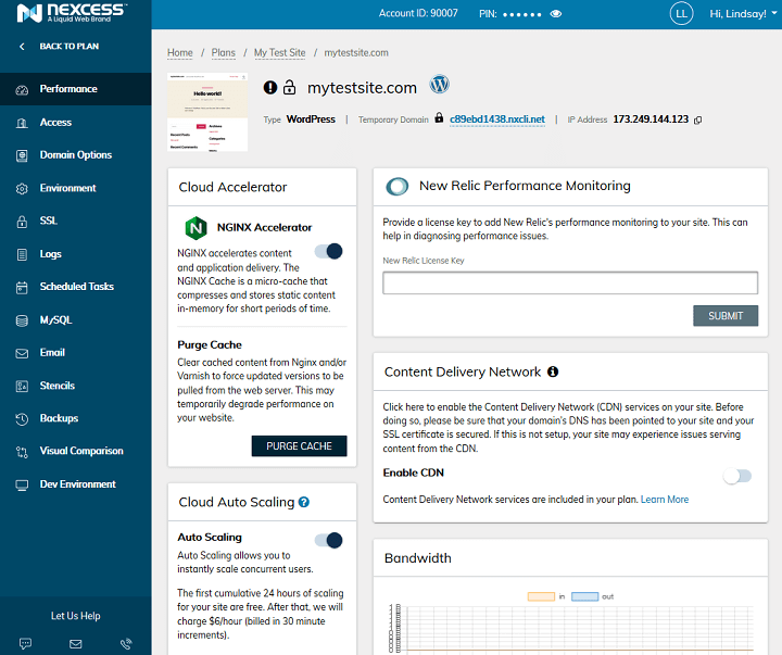 liquid web control panel