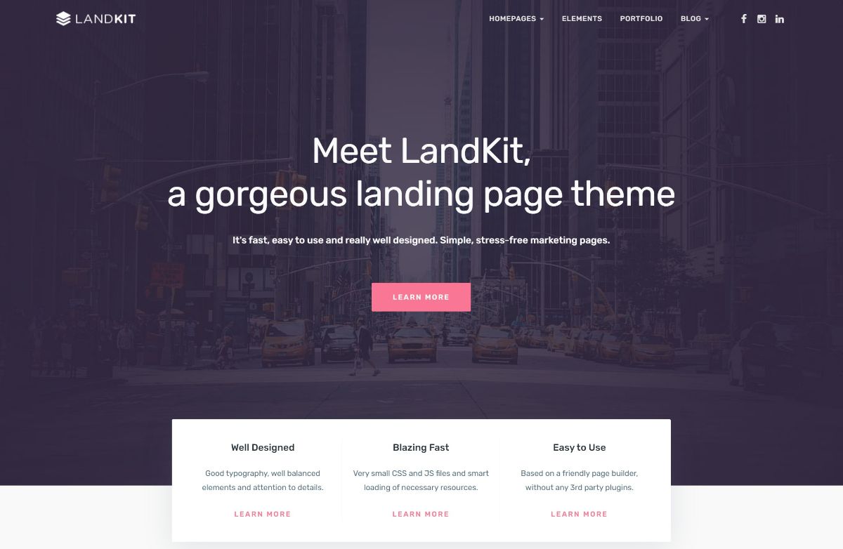 LandKit WordPress landing page theme