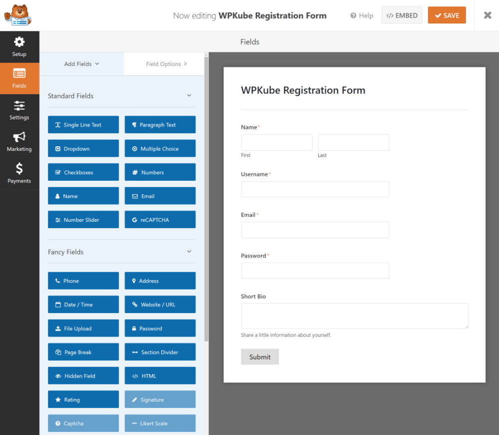 WPForms example