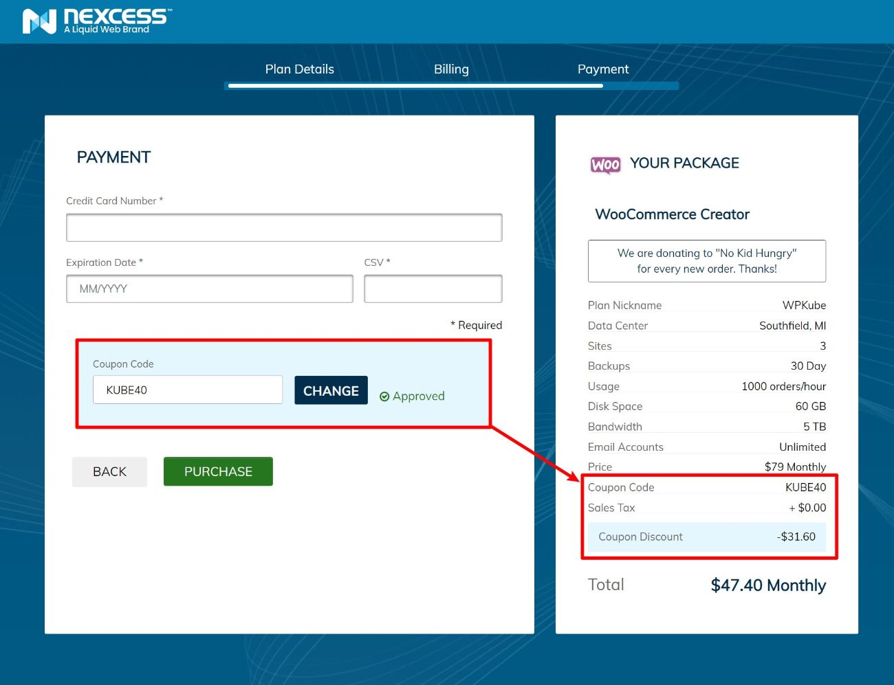 Nexcess coupon success