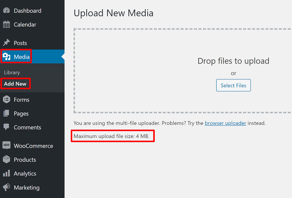 Upload wordpress