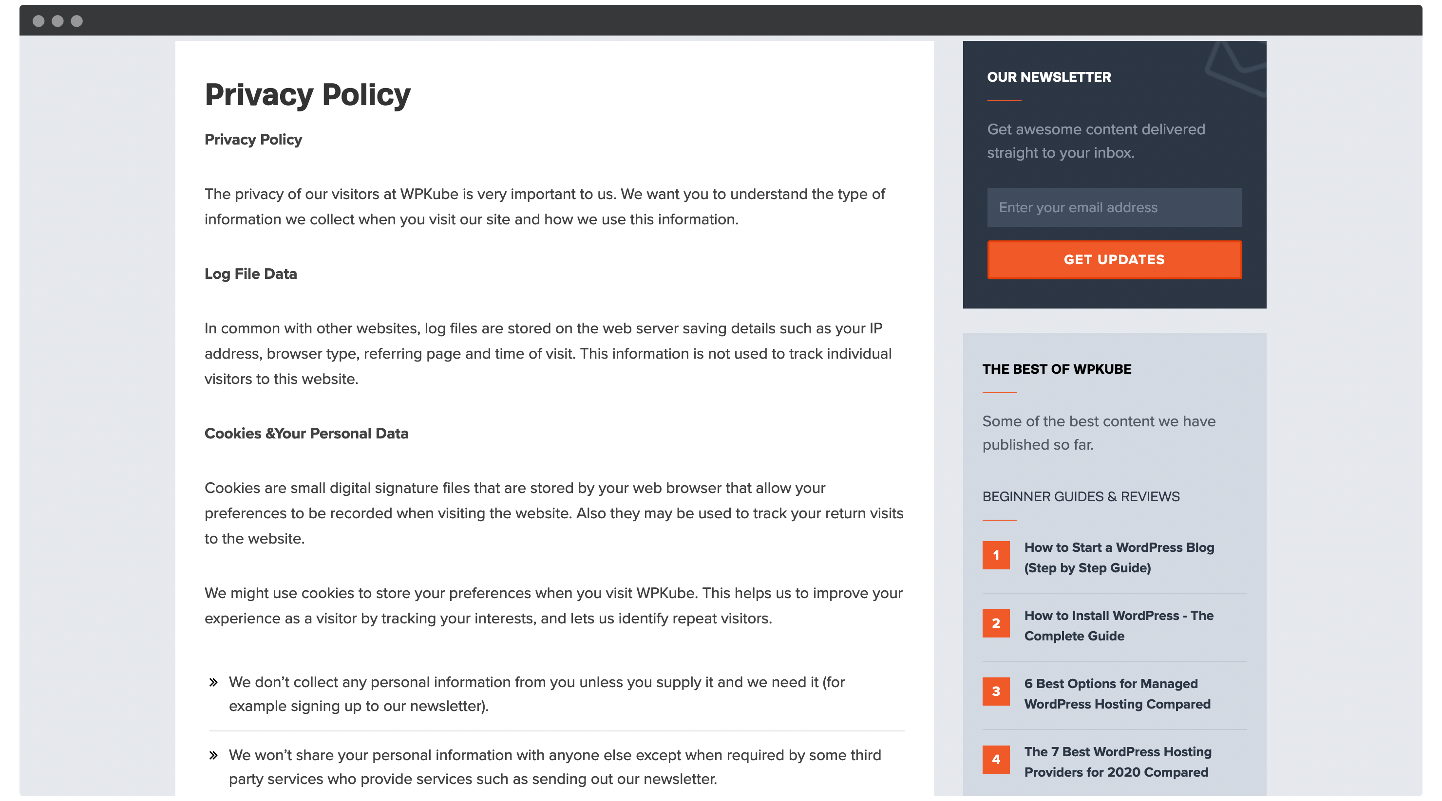 An example privacy policy.