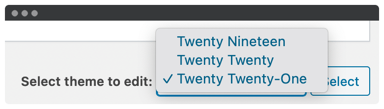 Selecting the right theme to edit with.