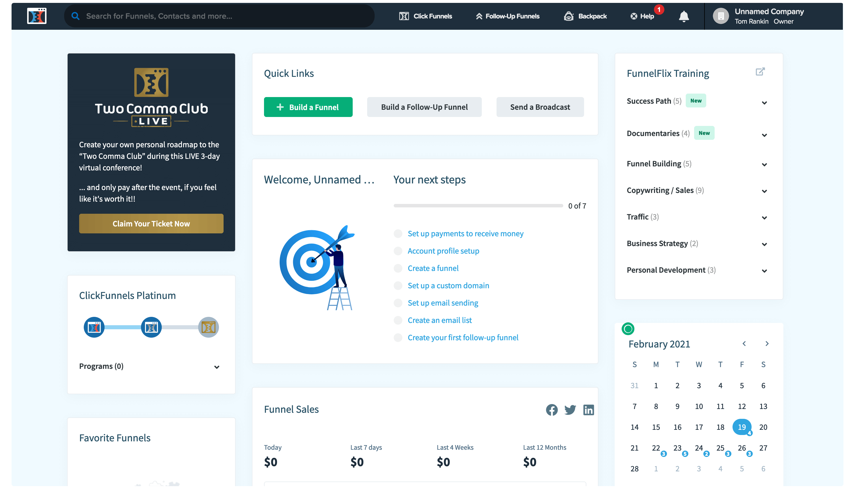 The ClickFunnels dashboard.