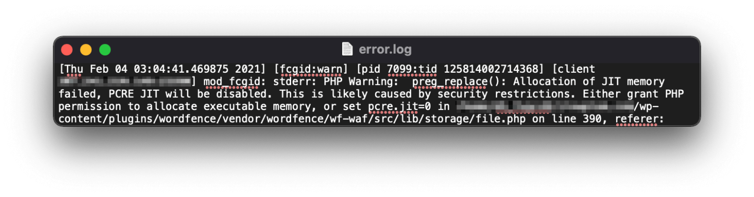 Error log