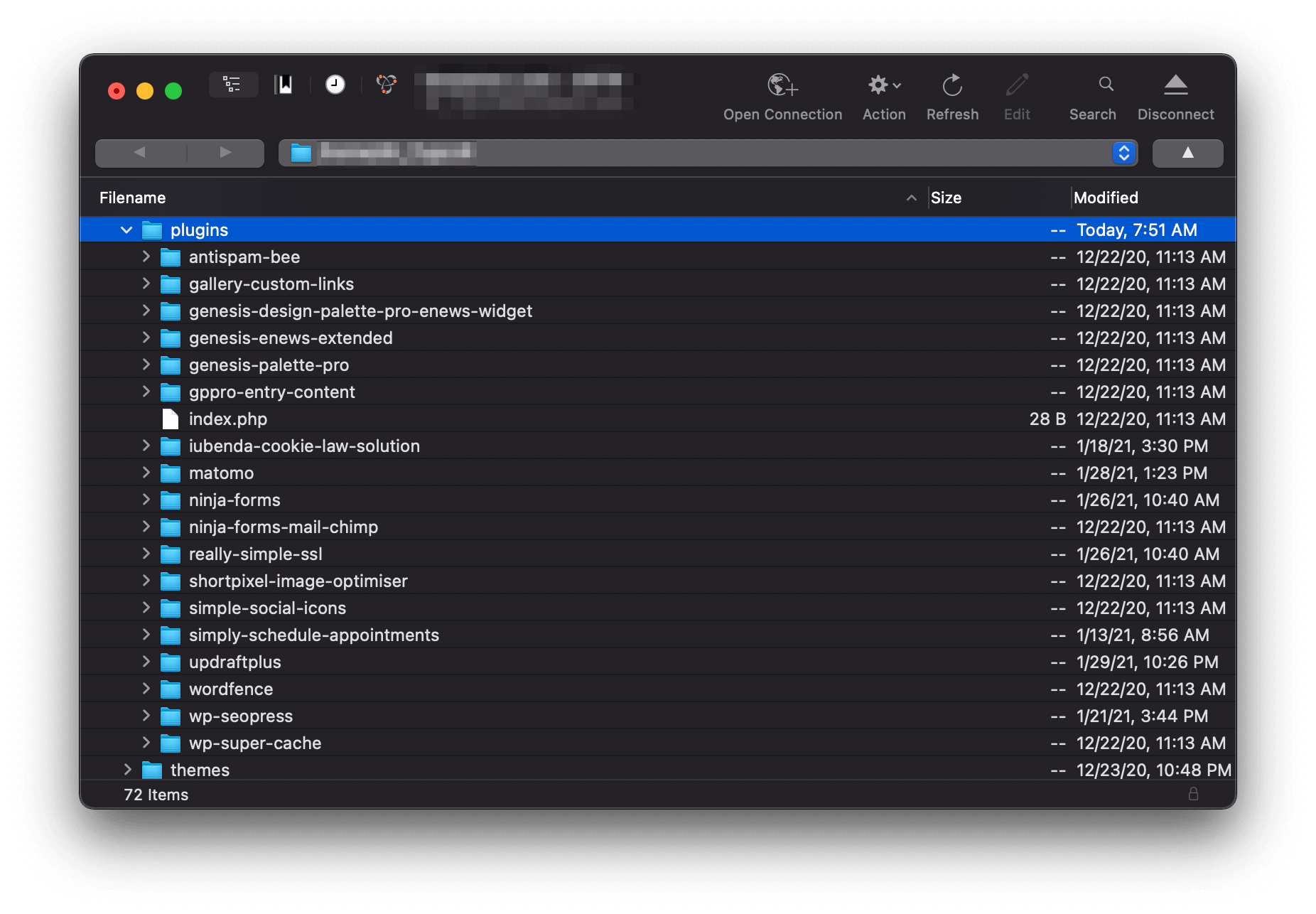 The opened plugins folder.