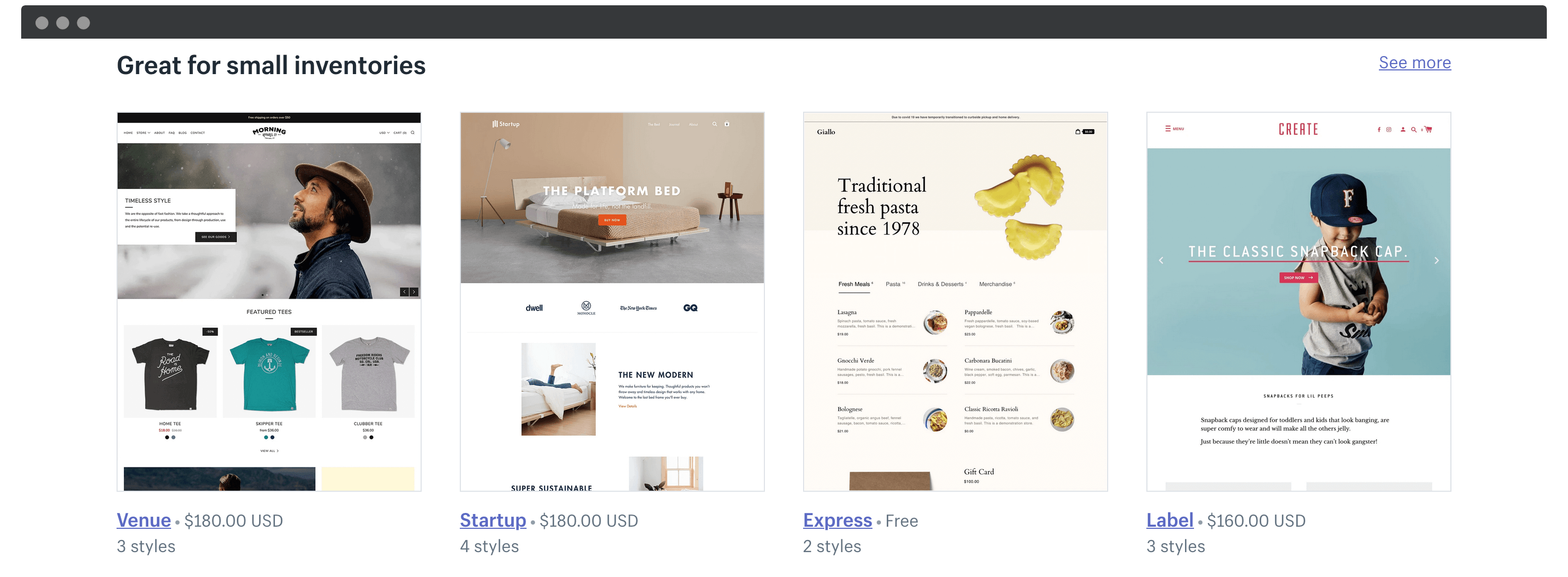 Shopify themes.