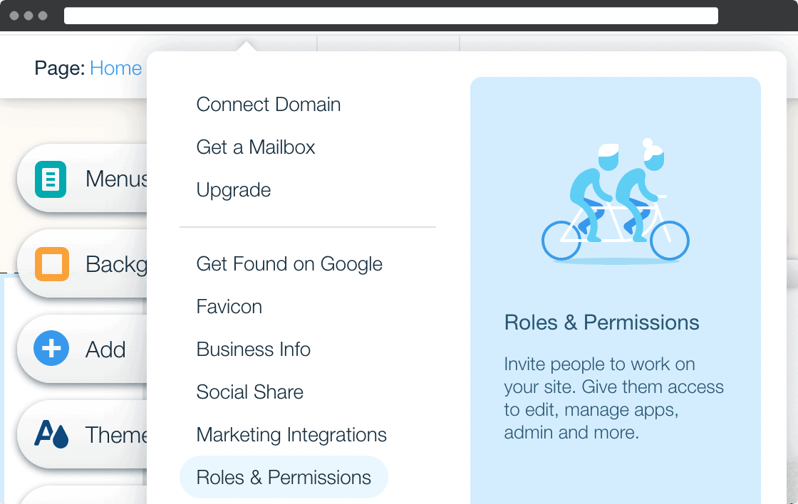 Wix' Tooltips for each page.