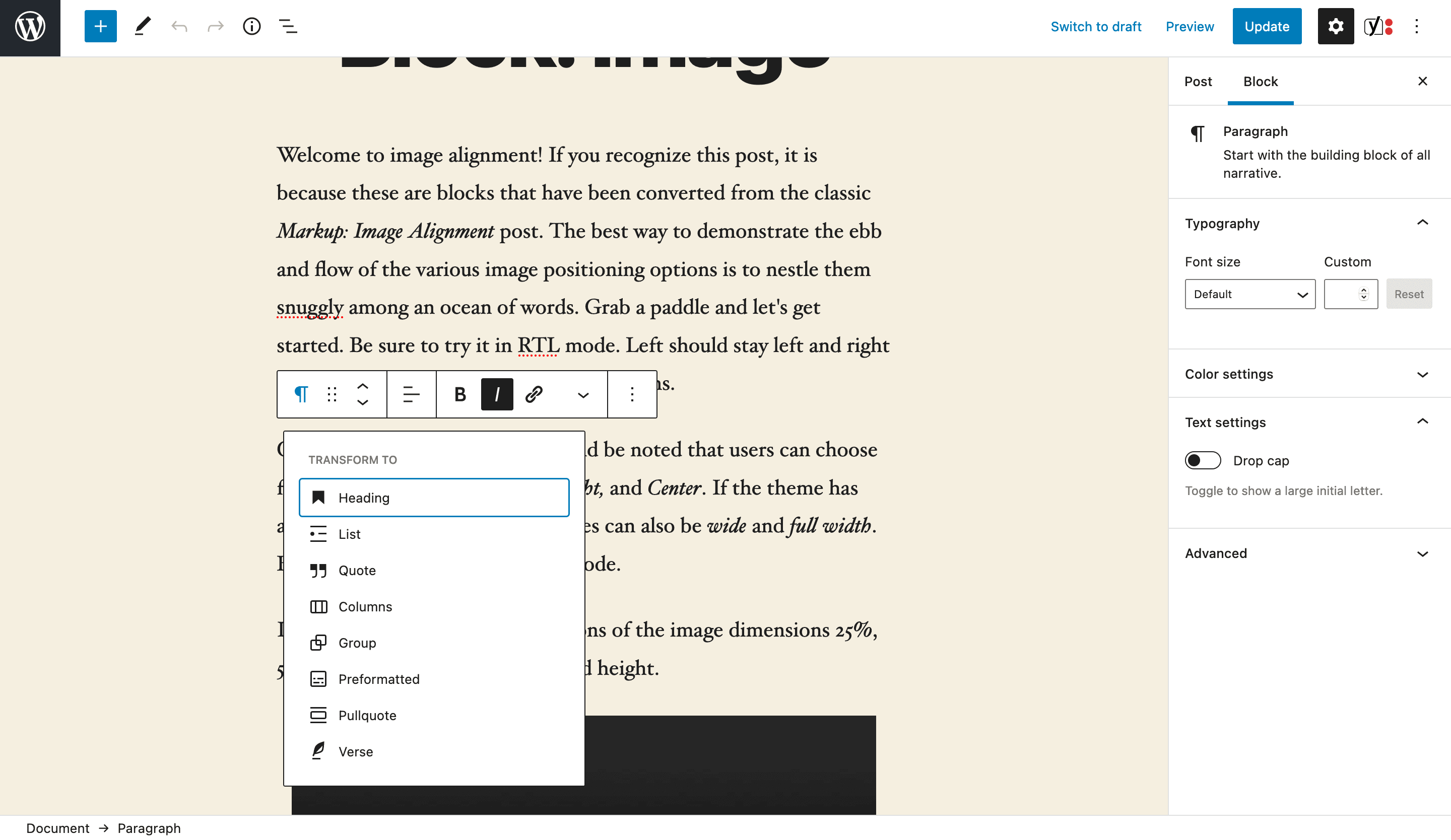 The WordPress Block Editor.