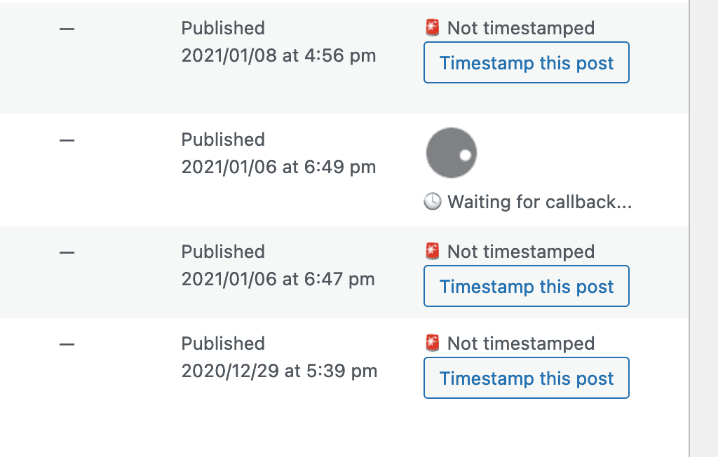 Waiting for a timestamp callback in WordPress.